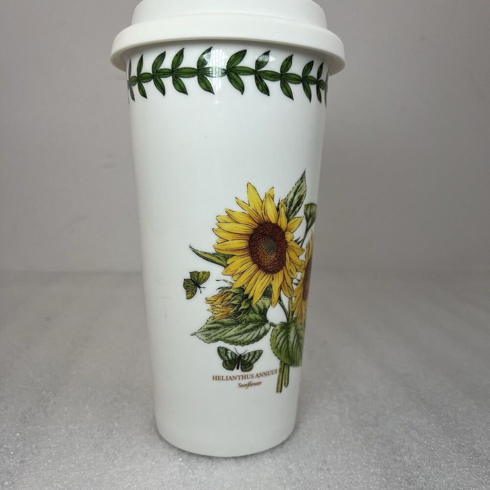 Portmeirion Botanic Garden "Sunflowers" Travel Mug Silicone Lid 7” Tall EUC - Picture 3 of 8